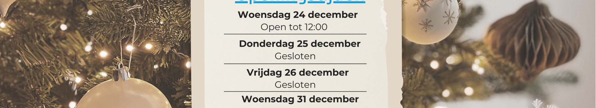Openingstijden kerstvakantie