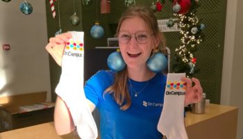 Win On Campus sokken of een kerstbal!